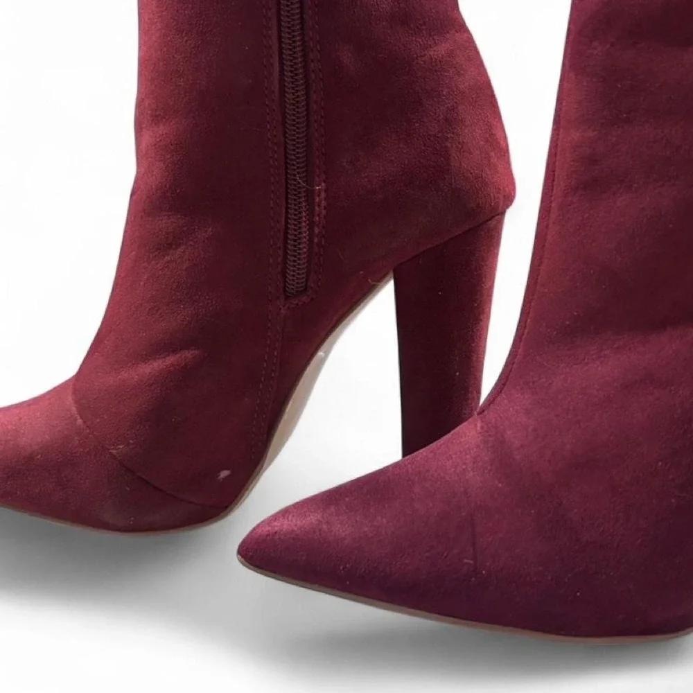 JustFab Phelan Burgundy Slouchy Knee-High Boots -‎ Size 7.5